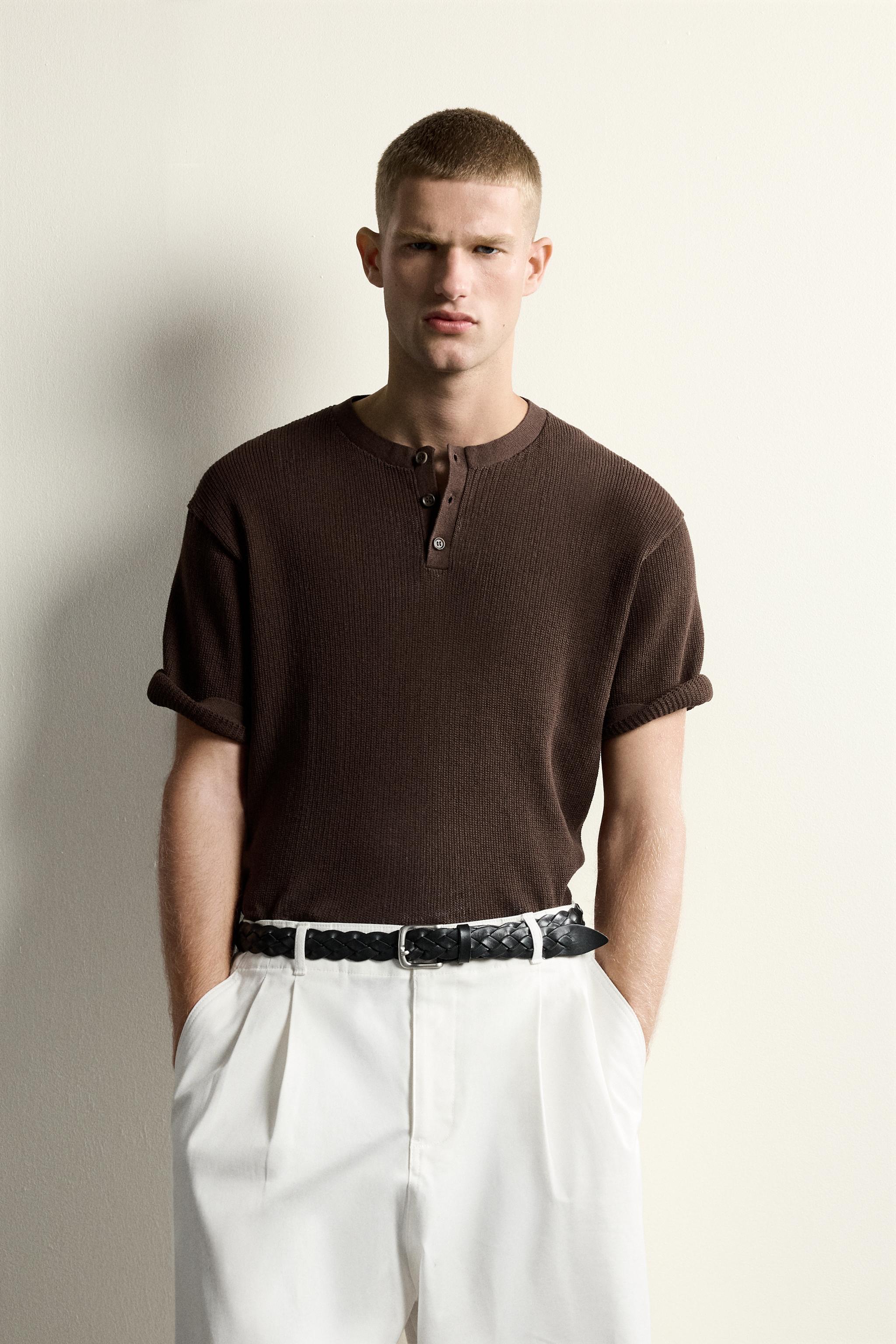 KNIT HENLEY SHIRT COTTON - LINEN